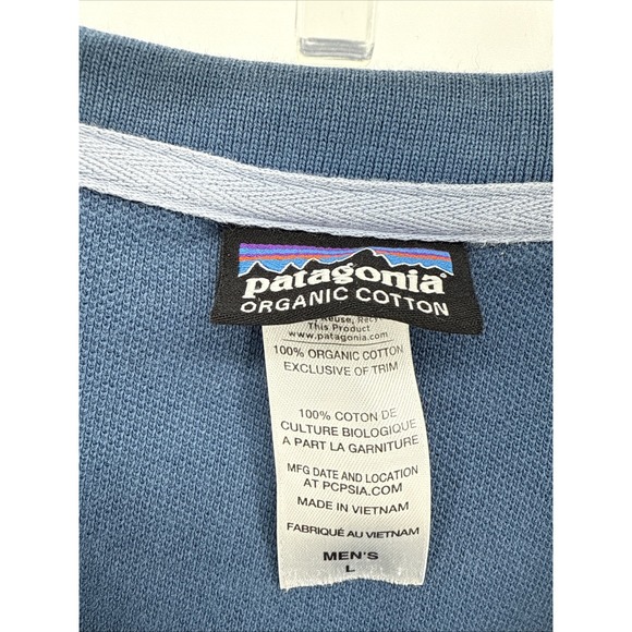 Patagonia Mens Short Sleeve Polo Large Blue 100% Organic Cotton - Picture 2 of 6